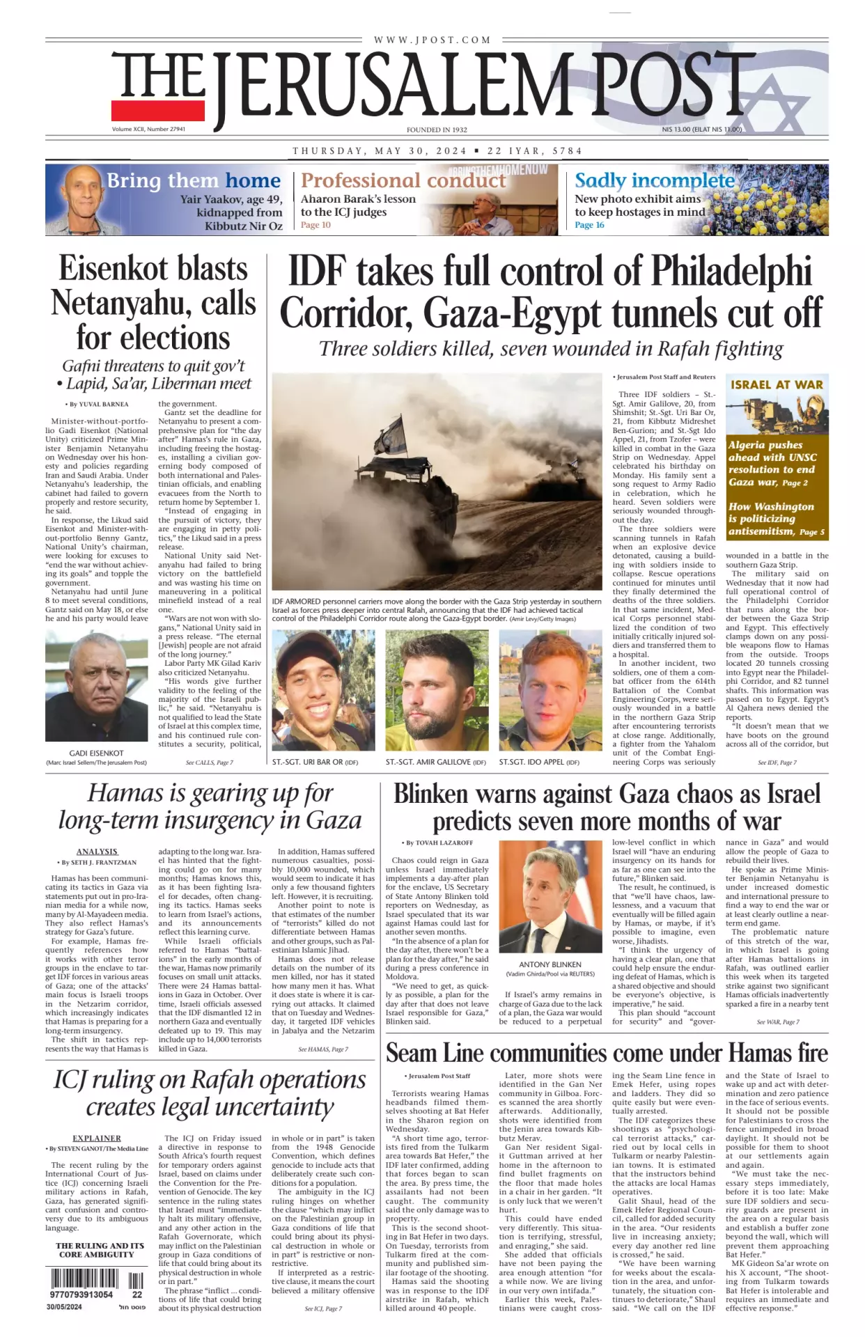 Prima-pagina-the jerusalem post-edizione-di-oggi-30-05-2024